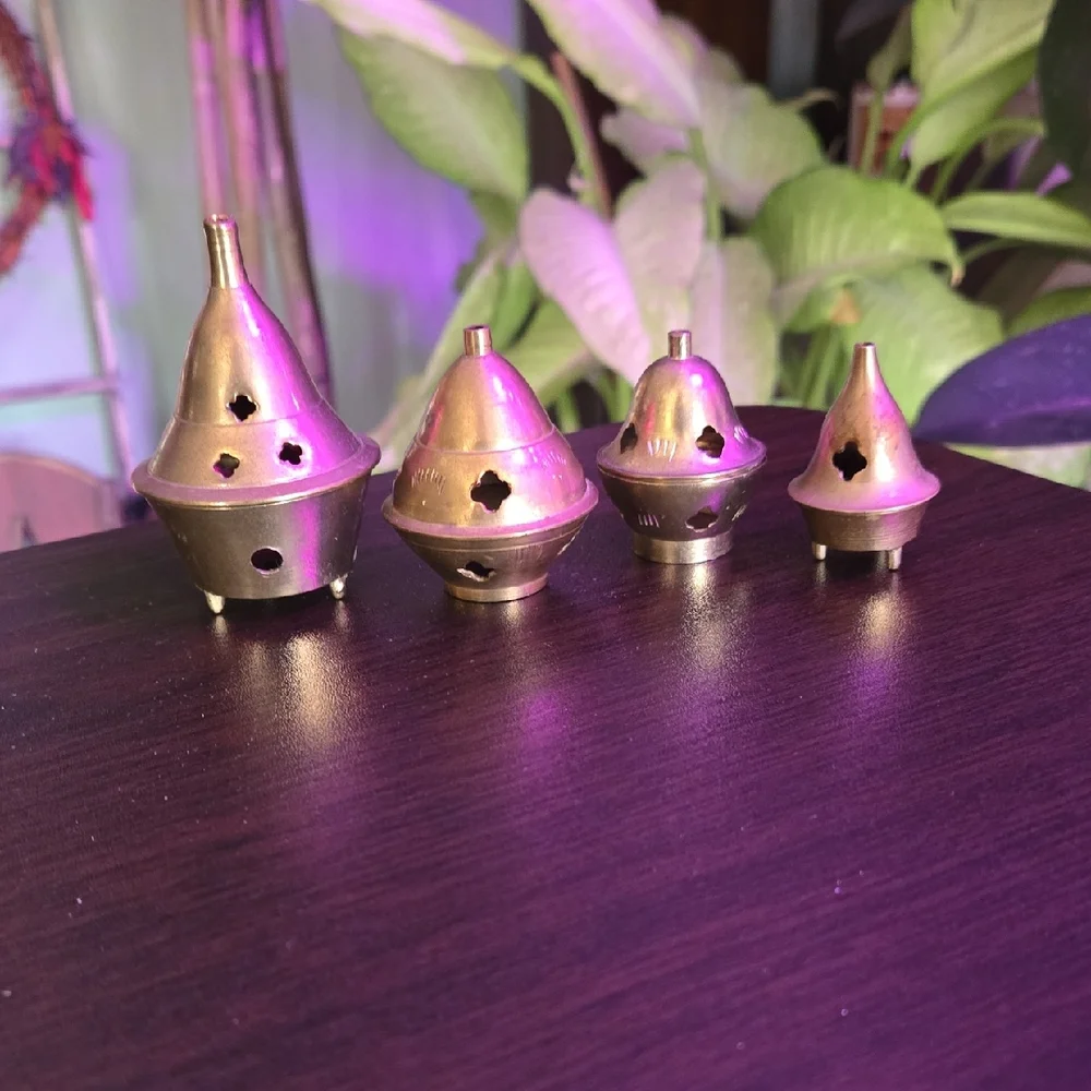 Set of 4 Brass Incense Holders